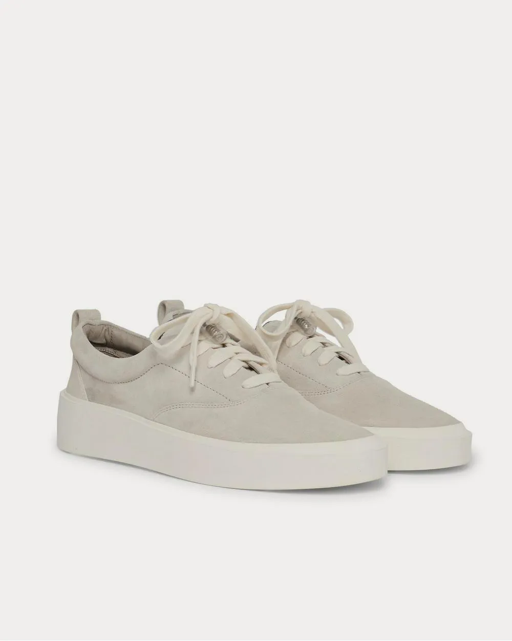 101 Leather-Trimmed Suede  Light gray low top sneakers