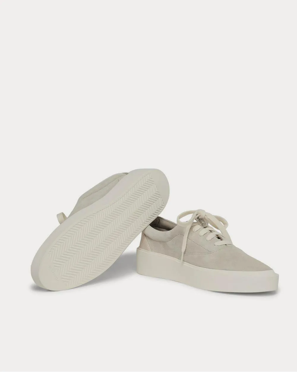 101 Leather-Trimmed Suede  Light gray low top sneakers