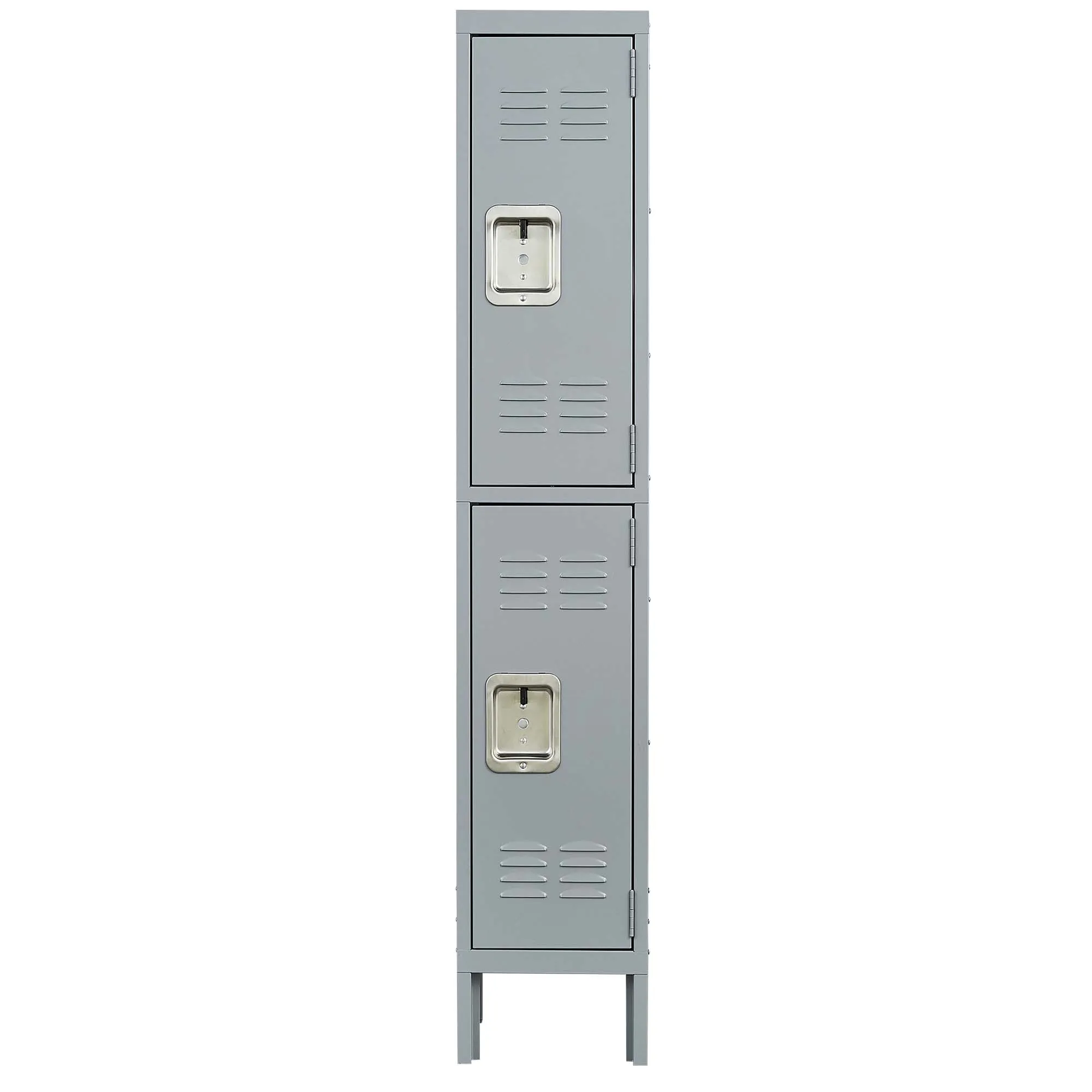 2-Door 66"H Metal Lockers w/ Lock for Employees, Storage Cabinet for Gym, Office, School, Garage - Gray