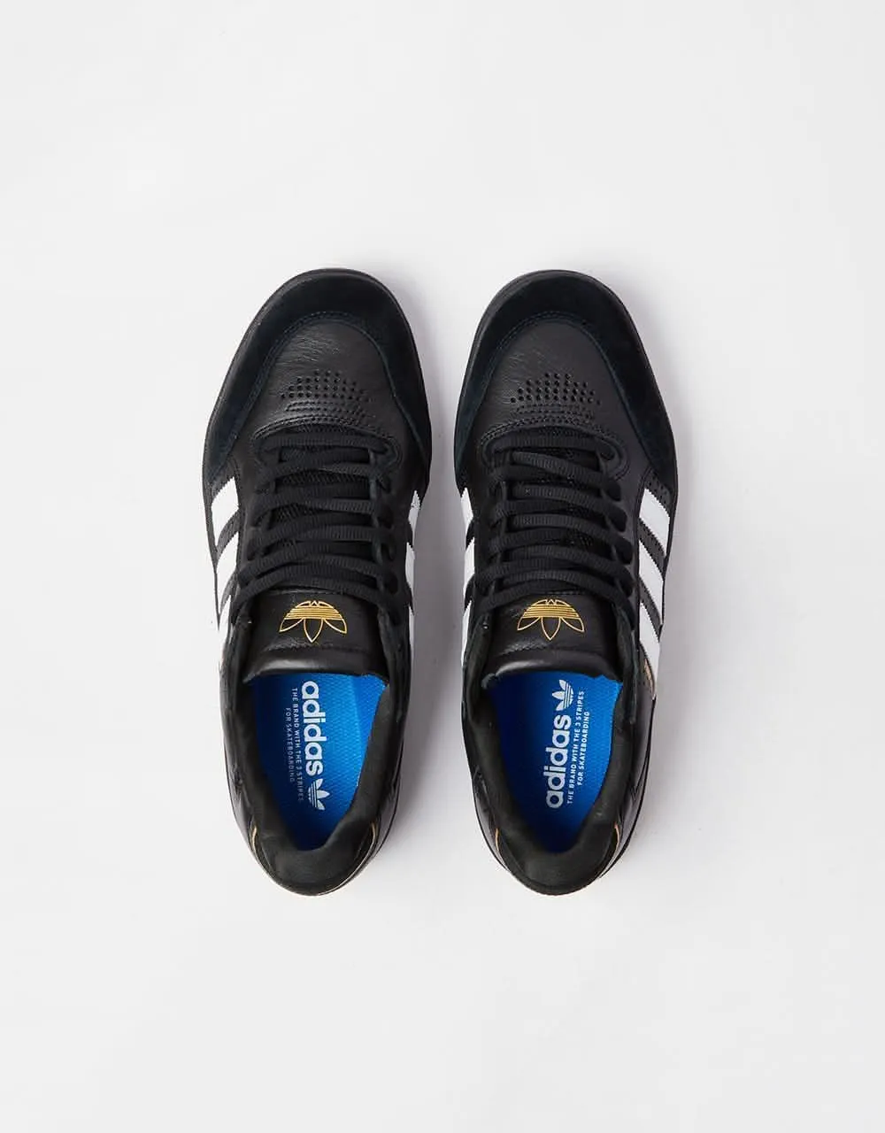 adidas Tyshawn Low Skate Shoes - Core Black/White/Gold Metallic