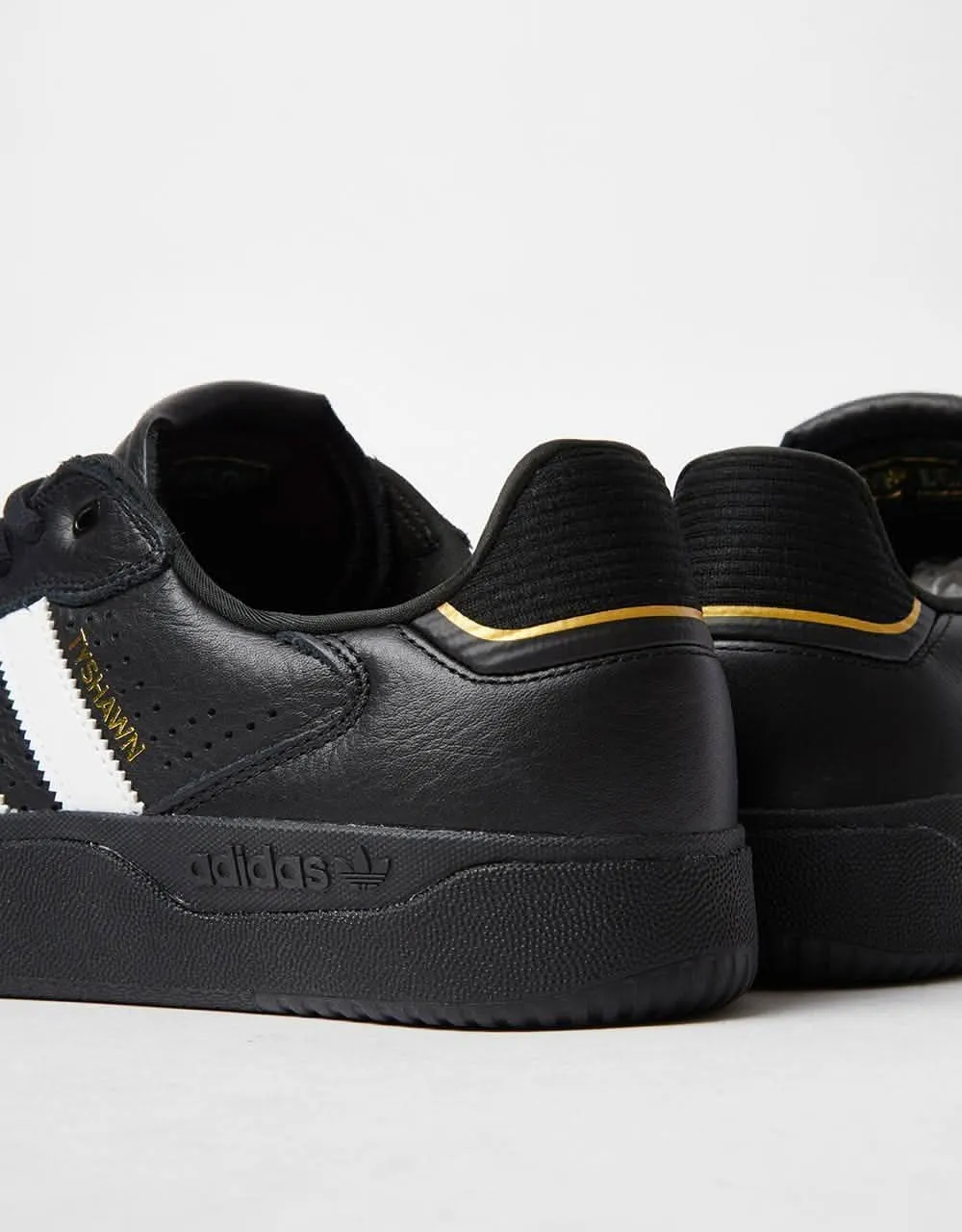 adidas Tyshawn Low Skate Shoes - Core Black/White/Gold Metallic