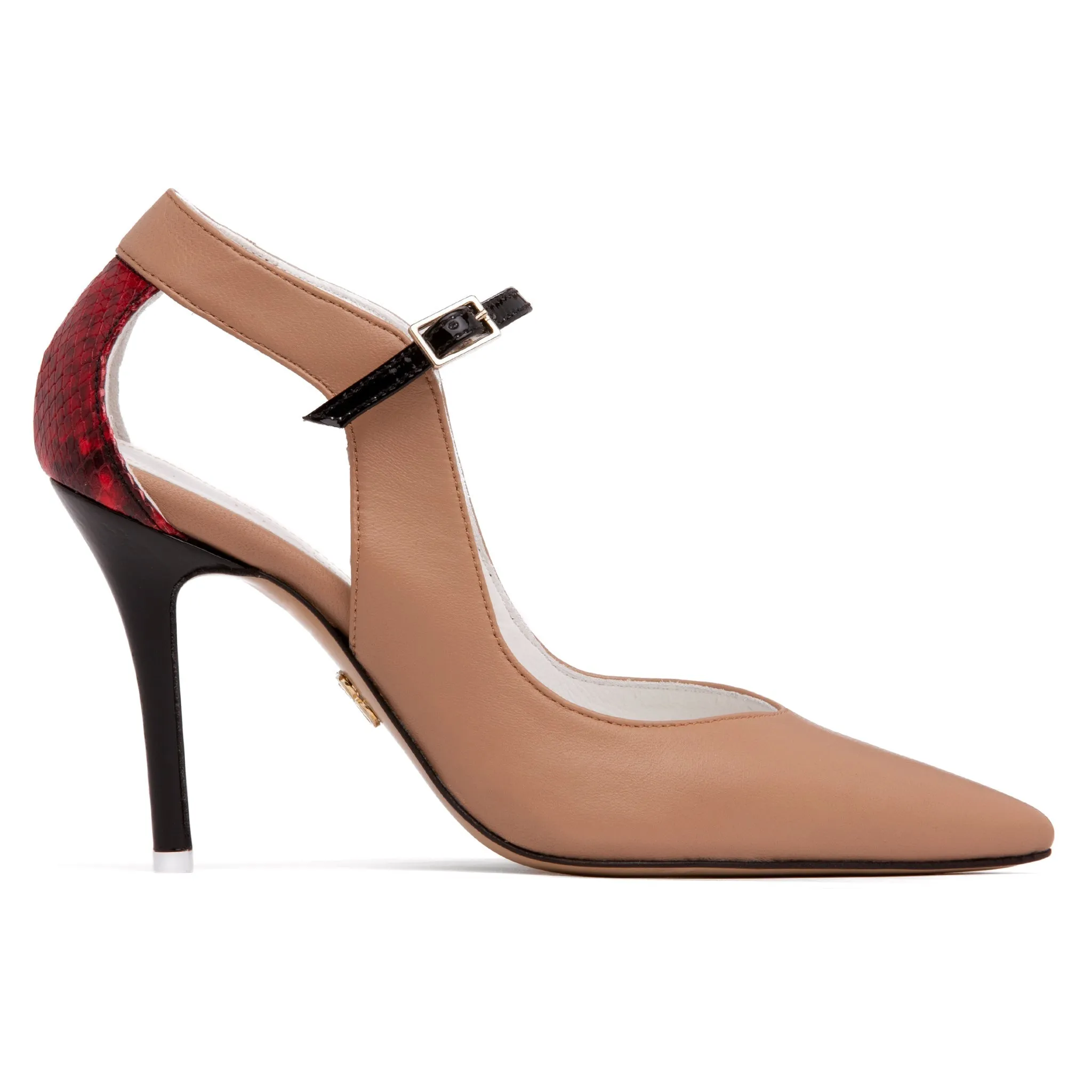Agnese Stiletto Satin & Leather Pump