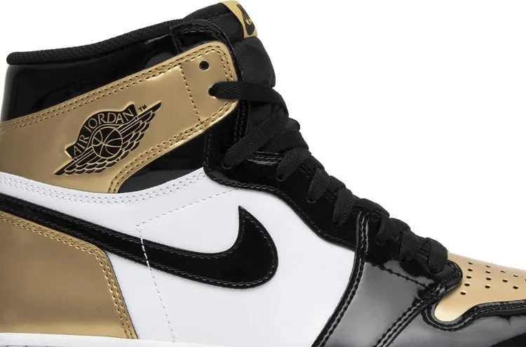 Air Jordan 1 Retro High OG NRG Gold Toe Sneakers, gold
