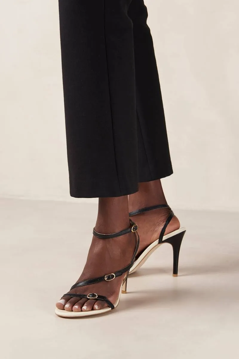ALYSSA BICOLOR BLACK CREAM LEATHER SANDALS