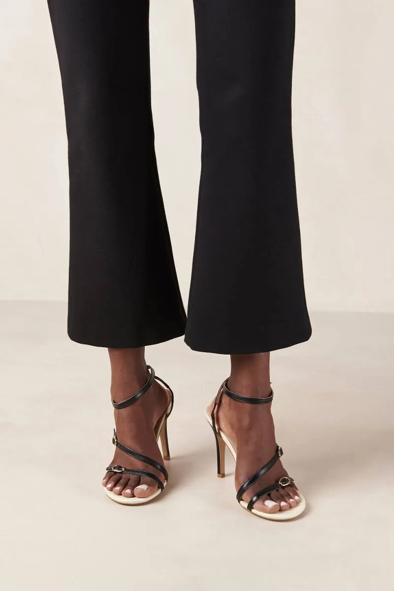 ALYSSA BICOLOR BLACK CREAM LEATHER SANDALS
