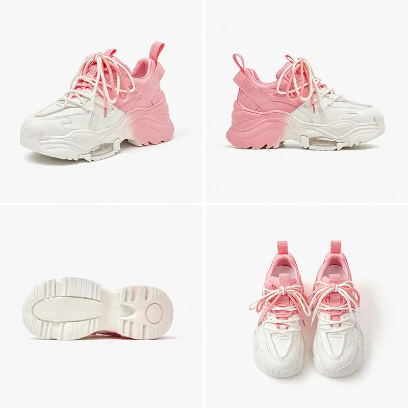 BeauToday Mixed Color Mesh Casual Chunky Sneakers for Women