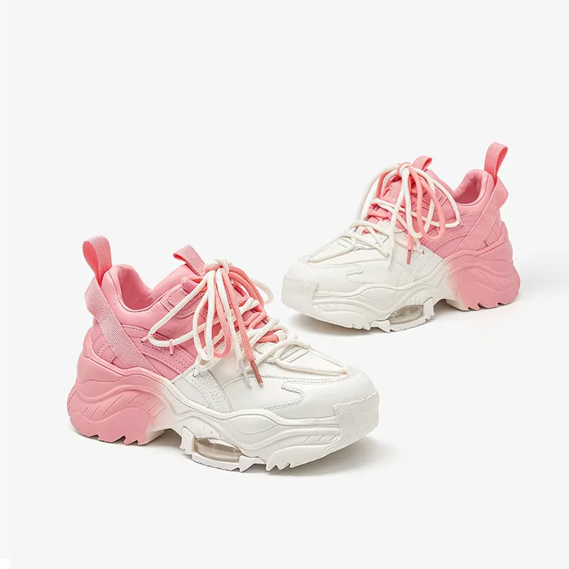 BeauToday Mixed Color Mesh Casual Chunky Sneakers for Women