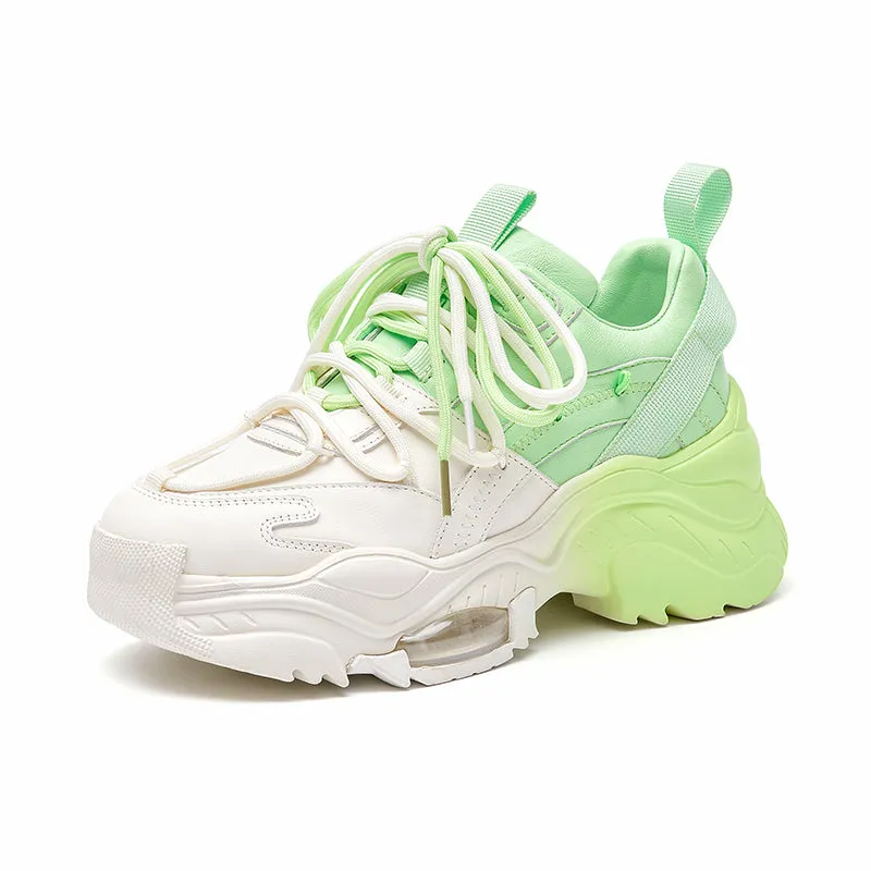 BeauToday Mixed Color Mesh Casual Chunky Sneakers for Women