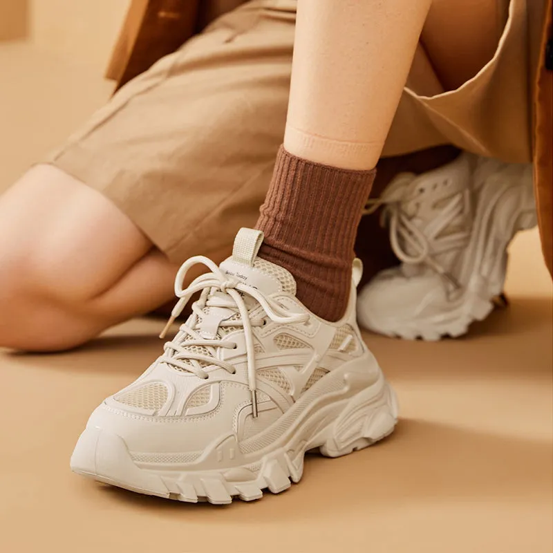 BeauToday Platfrom Chunky Mesh Sneakers for Women
