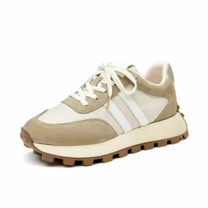 Beautoday Suede Lug Sole Chunky Sneakers with Round Toe Design for Women