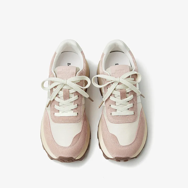 Beautoday Suede Lug Sole Chunky Sneakers with Round Toe Design for Women