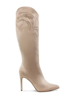 Becks Rhinestone Patterned Calf Boots