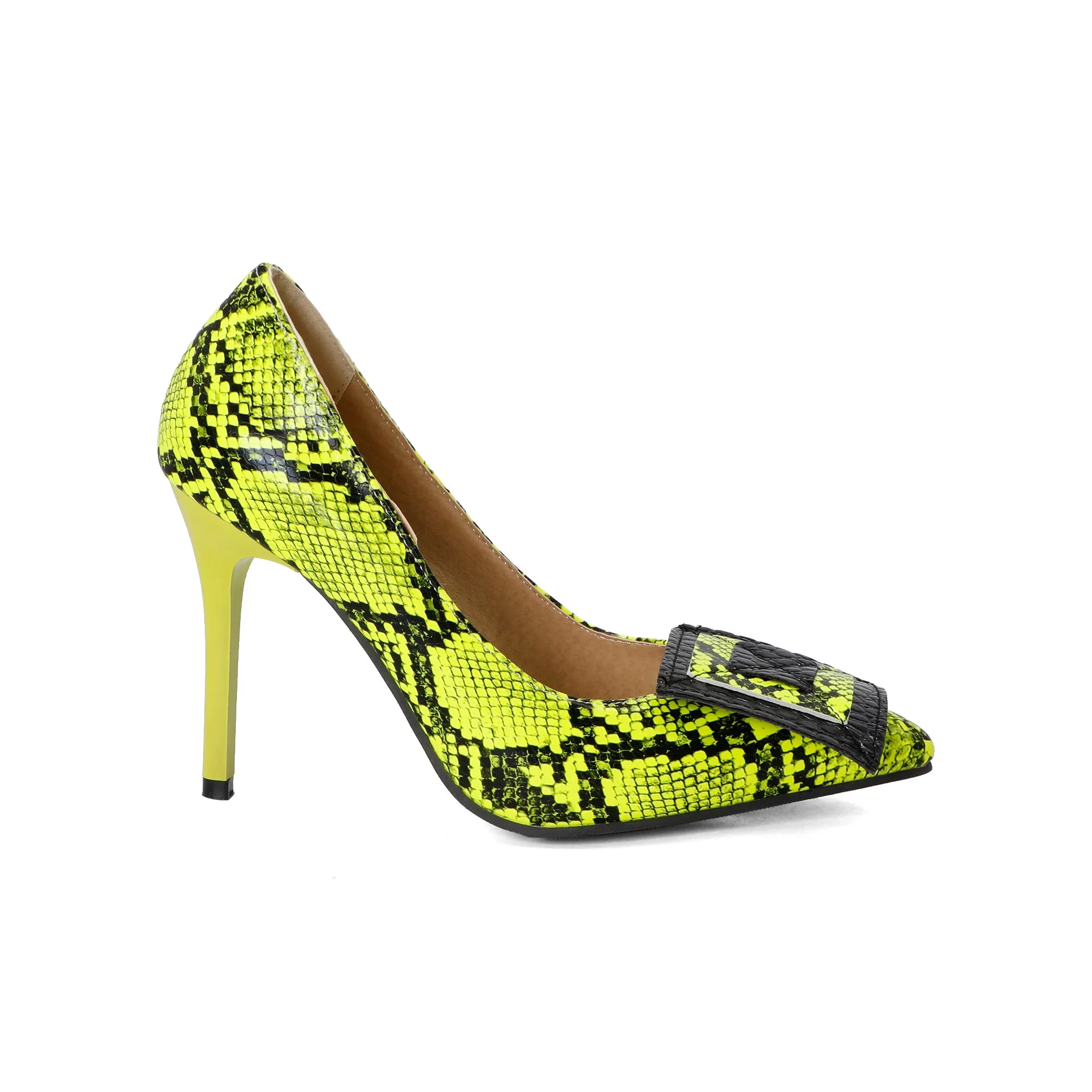 Bigsizeheels Boa constrictors put together black beauty heels - Yellow