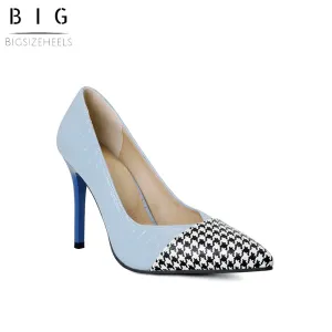 Bigsizeheels Houndstooth spliced pointy heels - Blue