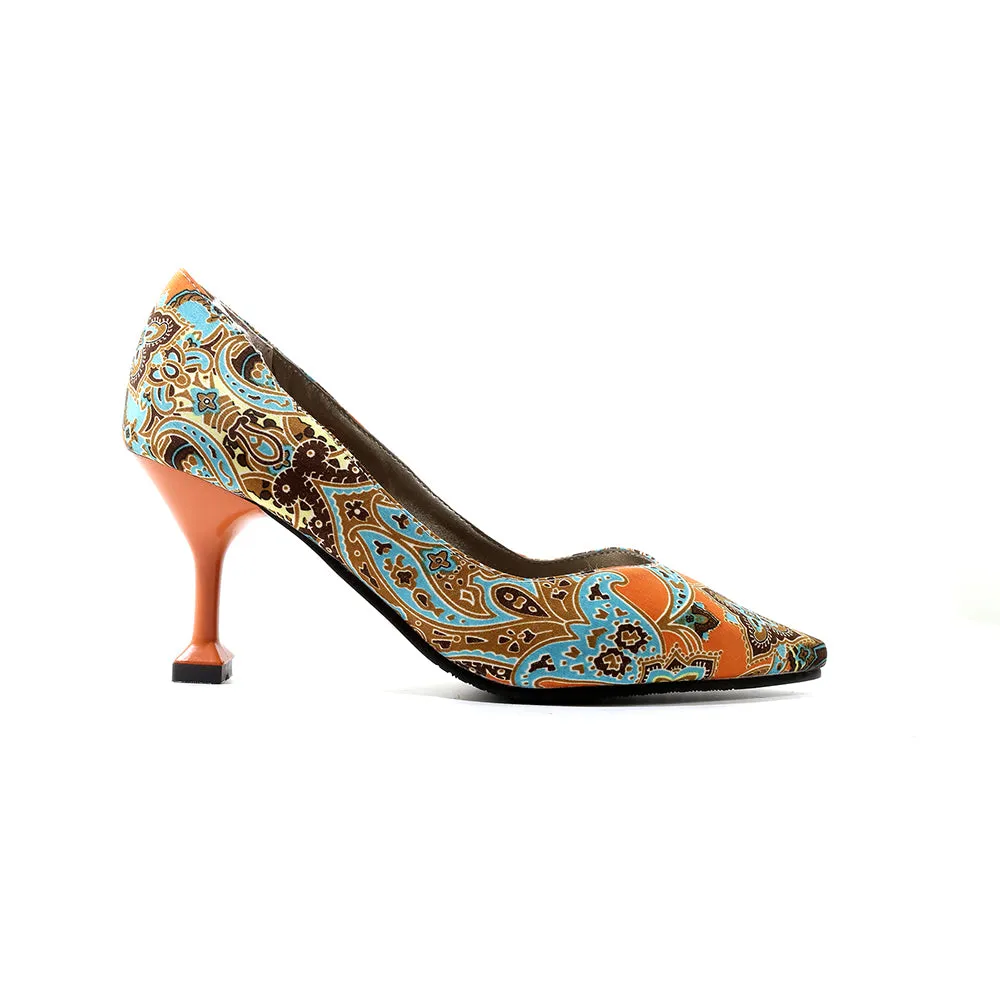 Bigsizeheels National style color thin heel shoes - Orange