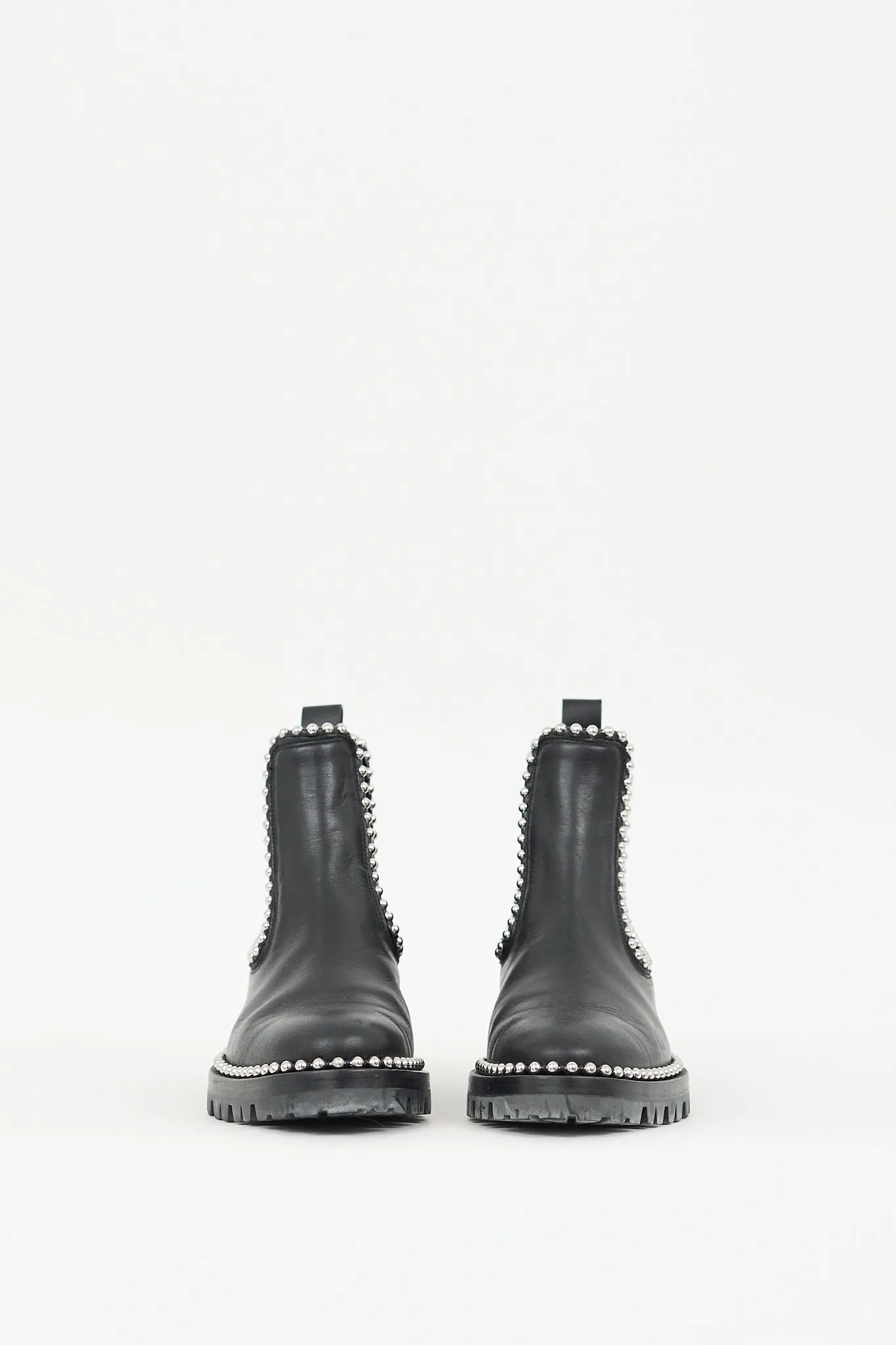 Black & Silver Leather Studded Spencer  Boot
