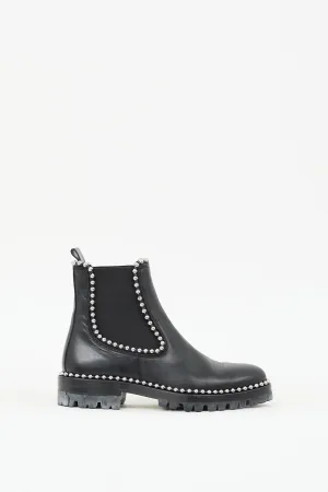 Black & Silver Leather Studded Spencer  Boot