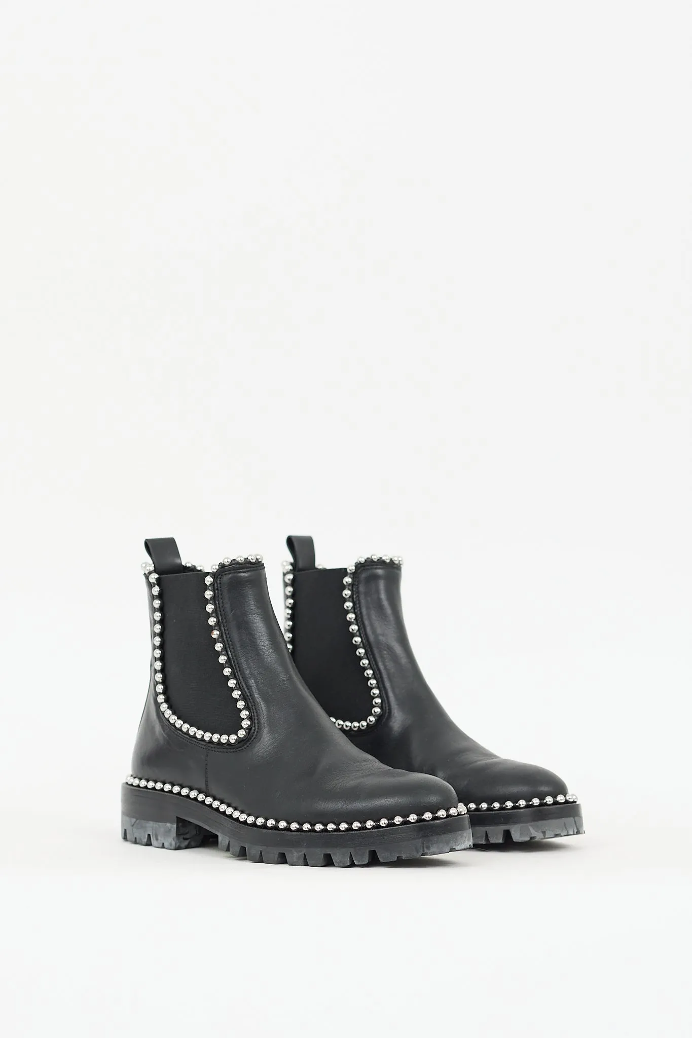 Black & Silver Leather Studded Spencer  Boot