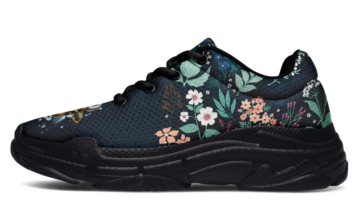 Blue Floral Cow Chunky Sneakers
