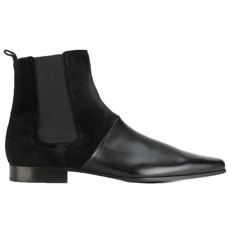 BOOPDO DESIGN RETRO LEATHER GOLD BLACK ANKLE CHELSEA BOOTS