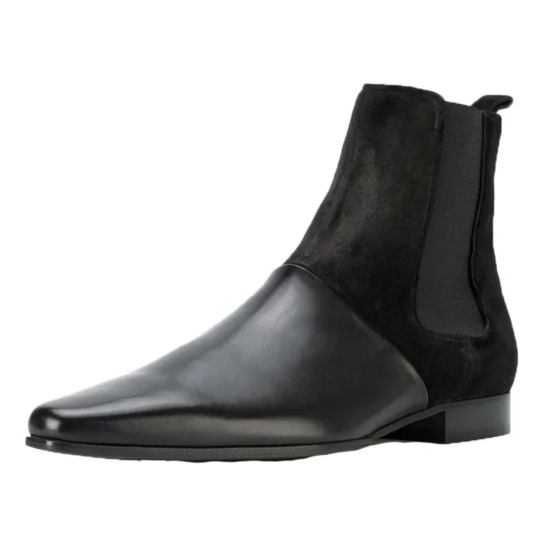 BOOPDO DESIGN RETRO LEATHER GOLD BLACK ANKLE CHELSEA BOOTS