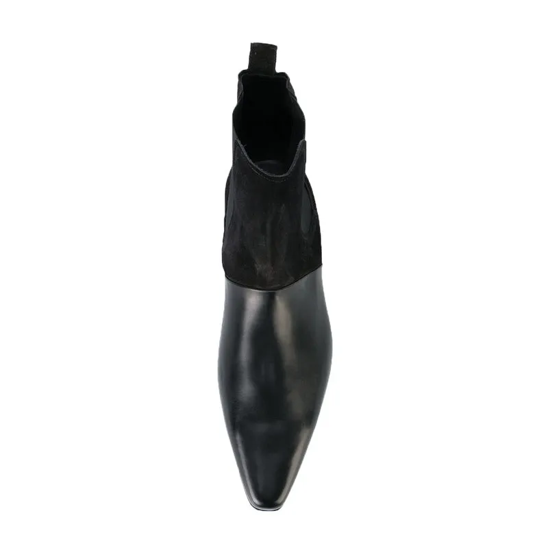 BOOPDO DESIGN RETRO LEATHER GOLD BLACK ANKLE CHELSEA BOOTS