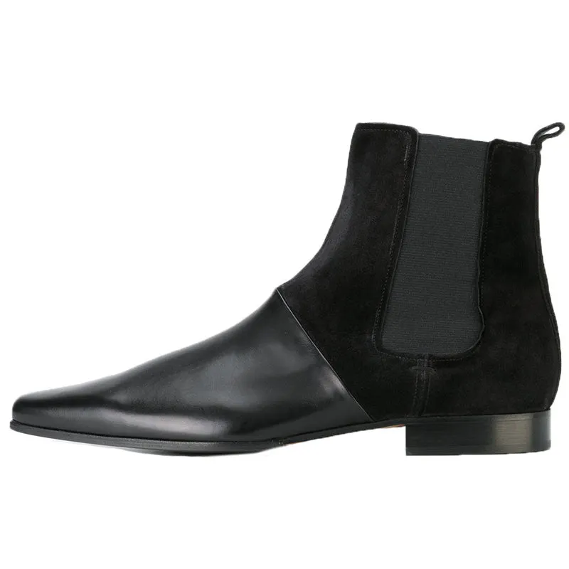 BOOPDO DESIGN RETRO LEATHER GOLD BLACK ANKLE CHELSEA BOOTS