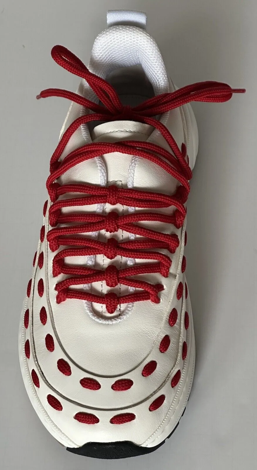 Bottega Veneta Mens Leather White/Red Sneakers 9 US (42 Euro) 578305 NIB $990
