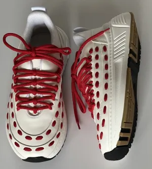 Bottega Veneta Mens Leather White/Red Sneakers 9 US (42 Euro) 578305 NIB $990