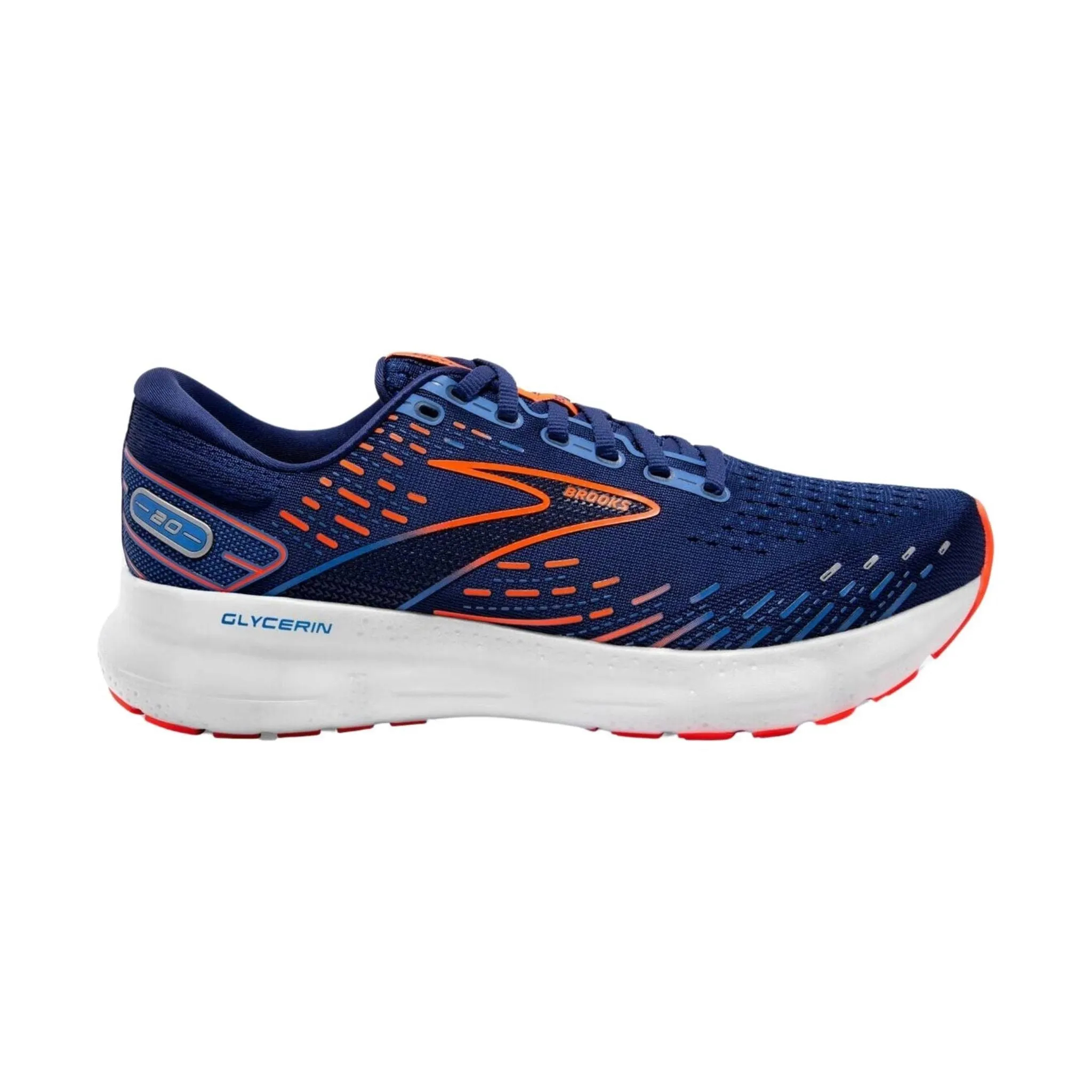 Brooks Men's Glycerin 20 Road Running Shoes - Blue Depths/Palace Blue/Orange - ONLINE STORE CREDIT/EXCHANGE ONLY