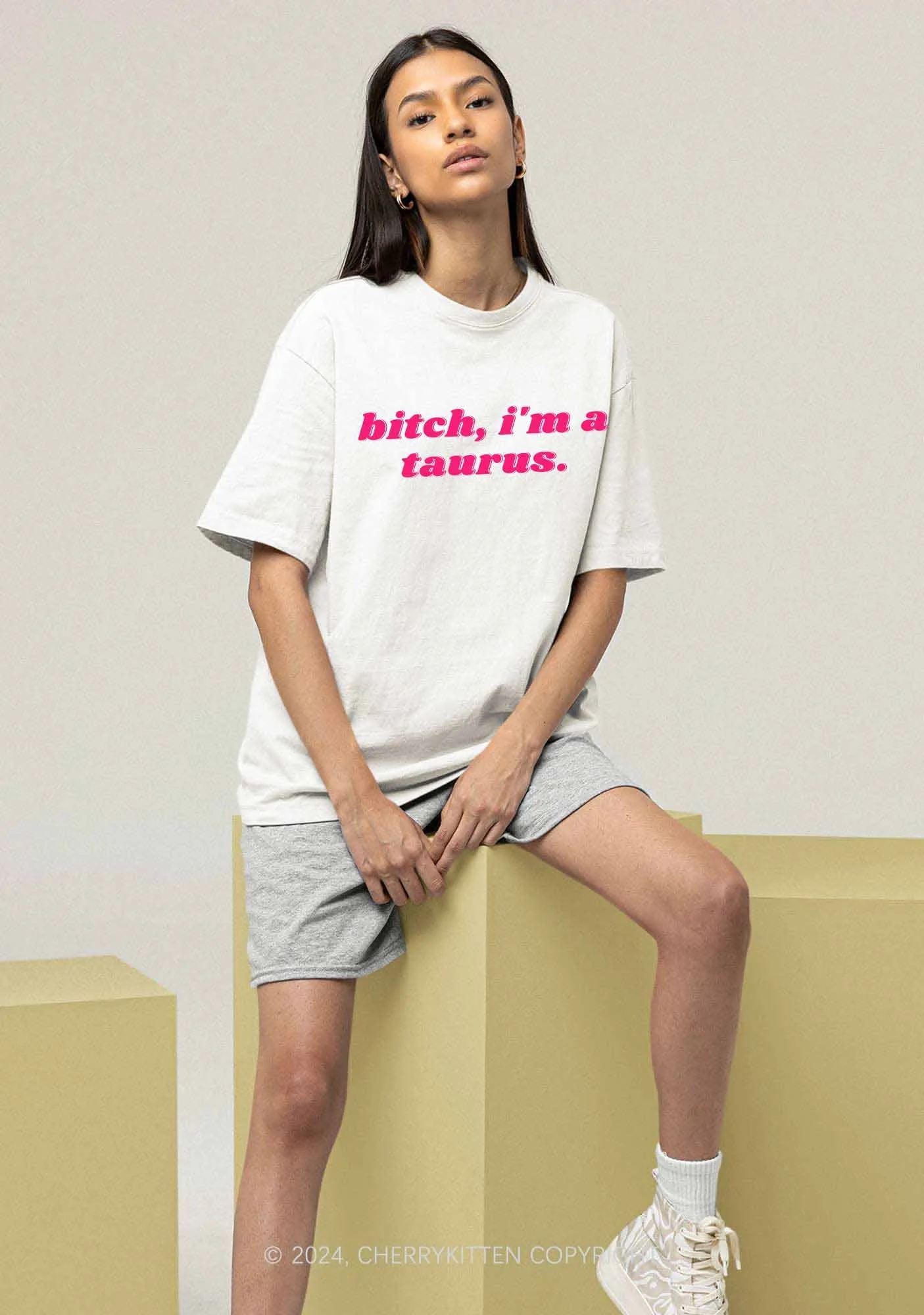 Bxtch I'm A Custom Zodiac Y2K Chunky Shirt Cherrykitten