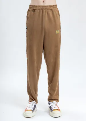 Camel Chaos Embroidery Suede Track Pants