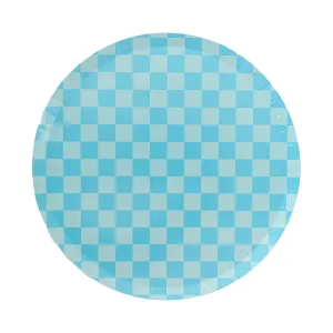 Checkered Blue Plates - Large 8pk S1199