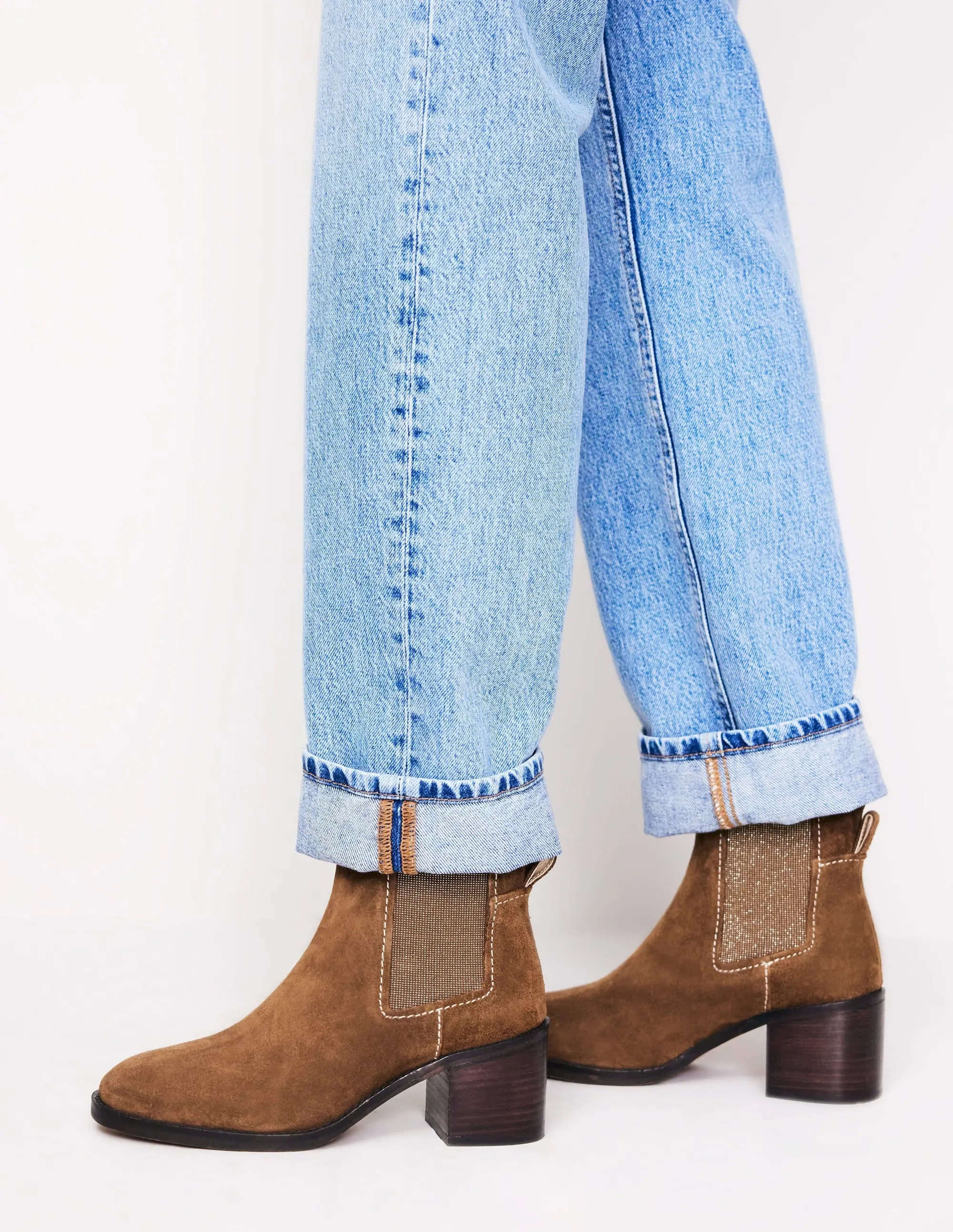 Chelsea Block Heel Boots-Tan