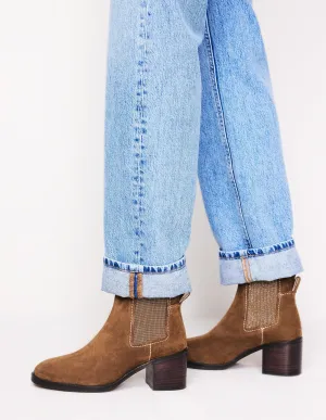Chelsea Block Heel Boots-Tan