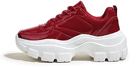 Chic & Fashionable Red Chunky Platform Sneakers