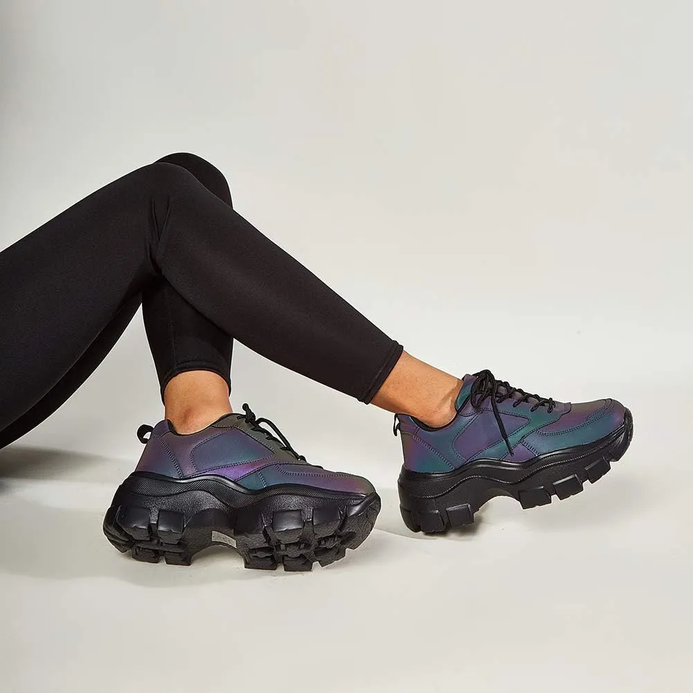 Chic & Fashionable Red Chunky Platform Sneakers