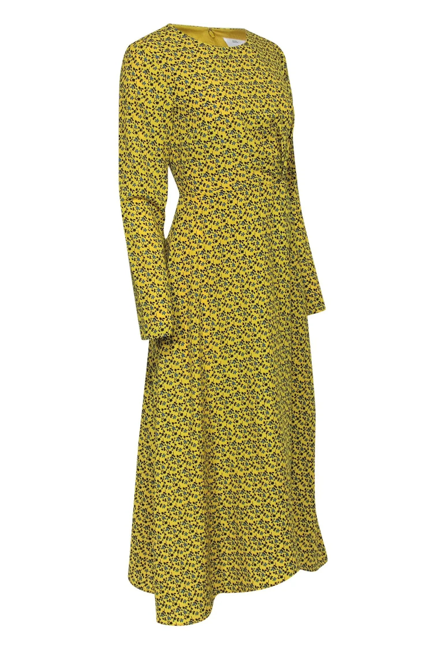 C/MEO Collective - Yellow & Blue Floral Faux Maxi Wrap Dress Sz XS