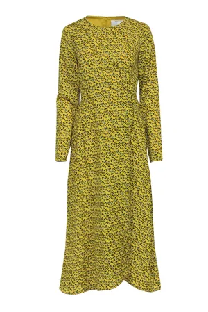 C/MEO Collective - Yellow & Blue Floral Faux Maxi Wrap Dress Sz XS