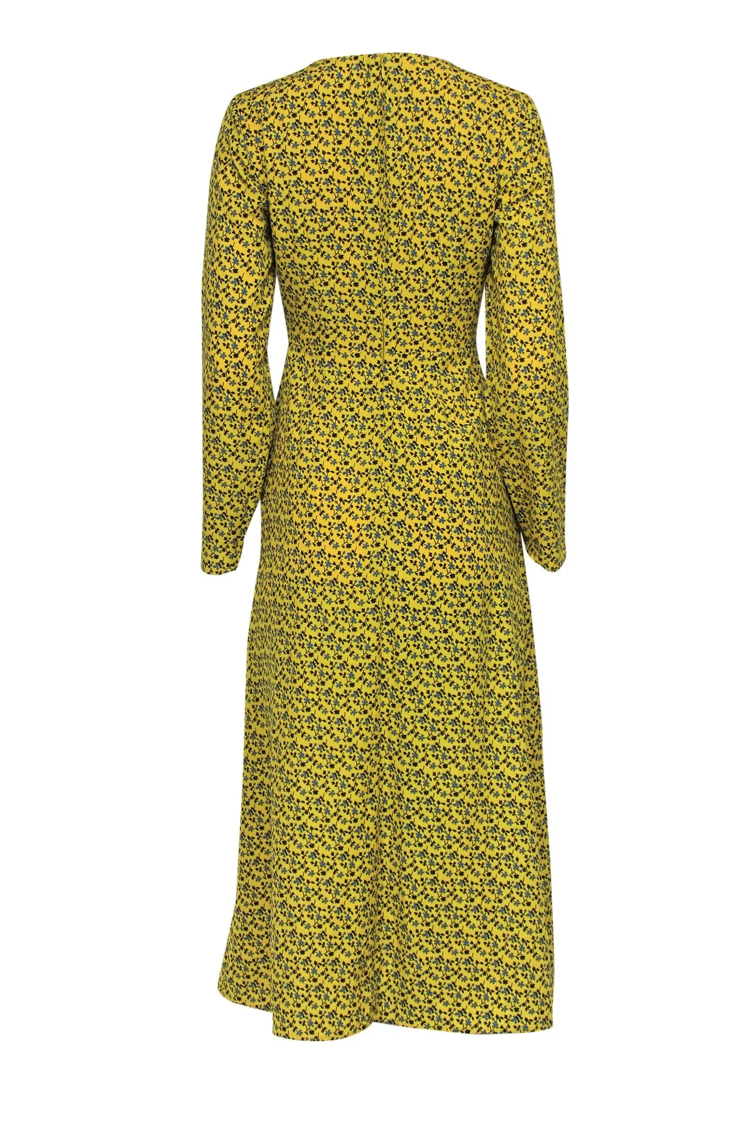 C/MEO Collective - Yellow & Blue Floral Faux Maxi Wrap Dress Sz XS