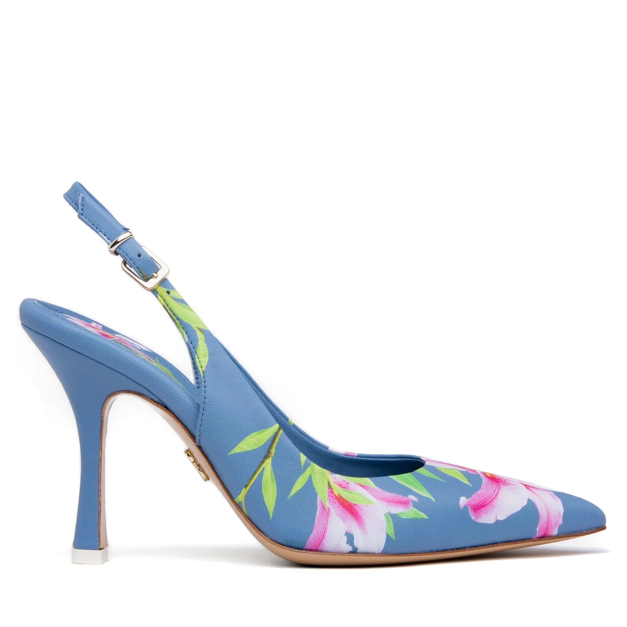 Conica White Printed Leather Slingback