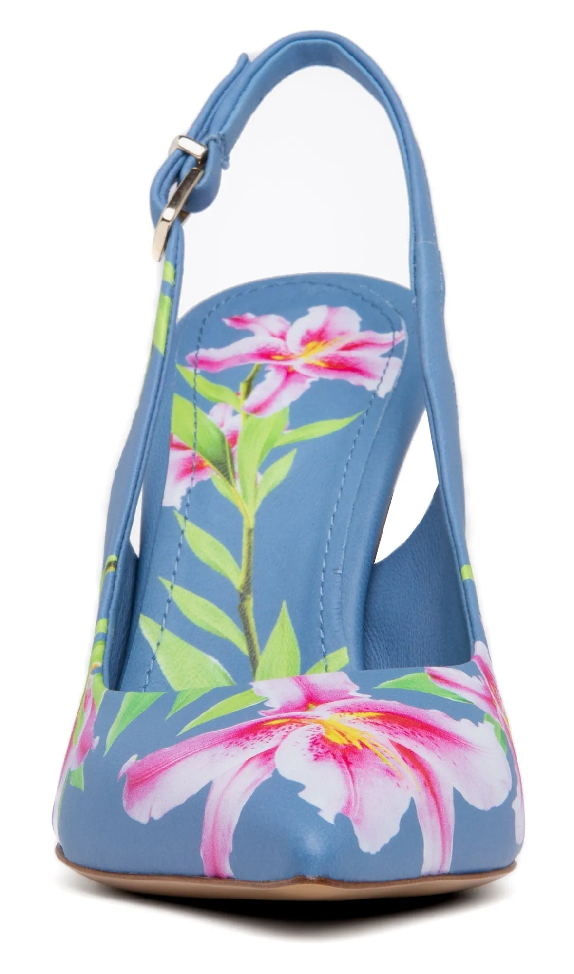 Conica White Printed Leather Slingback