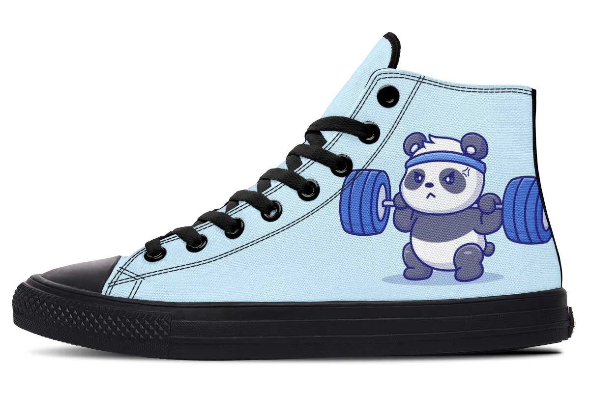 Cute Panda Lifting Barbell