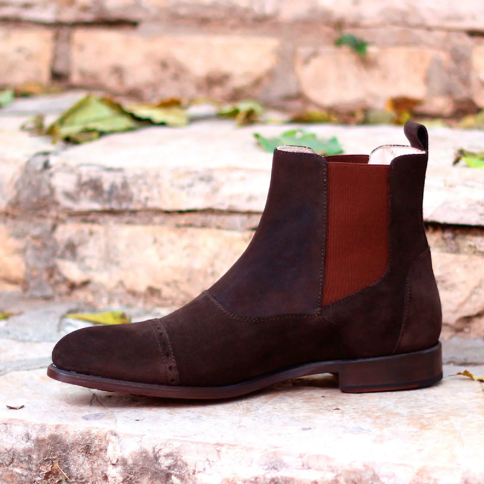 DapperFam Vesuvio in Dark Brown Men's Lux Suede Chelsea Multi Boot