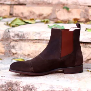 DapperFam Vesuvio in Dark Brown Men's Lux Suede Chelsea Multi Boot