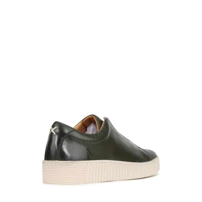 EOS Joya Dark Olive  Leather Trainer Zip Sneaker