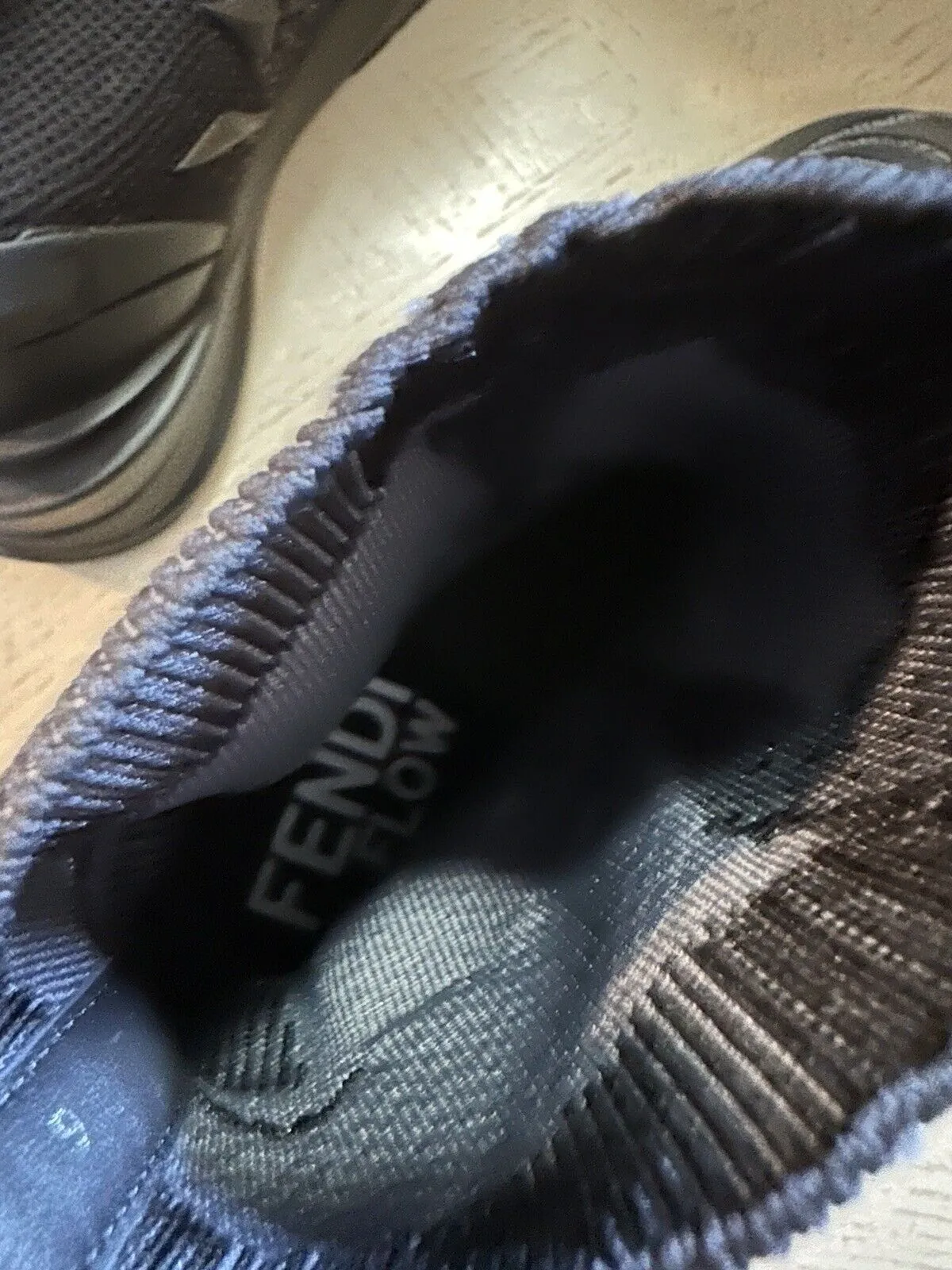 Fendi Contrast Knit High Top Sock Sneakers Shoes Black 14 US 7E1554 NIB $1190