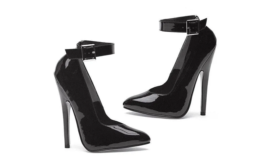 Fetish Pump w Ankle Strap Black 6in