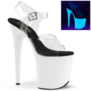Flamingo-808UV Clear/Neon White - 8" Heel