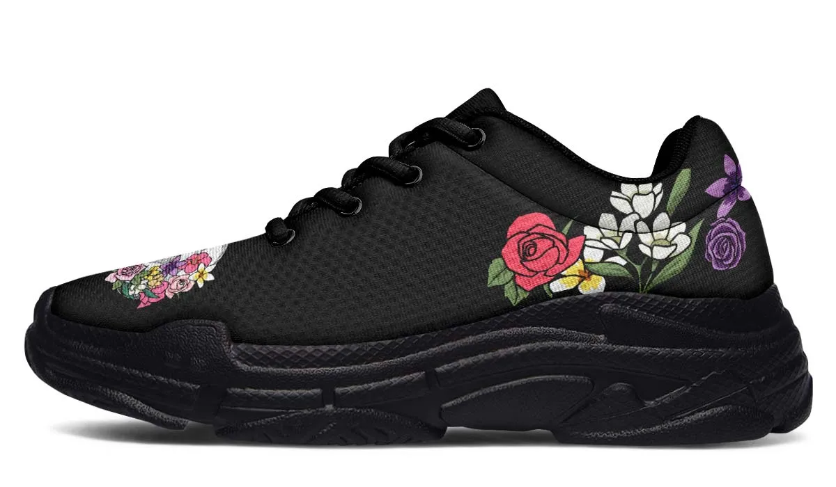 Floral Anatomy Skull Chunky Sneakers